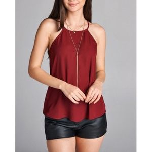 LAST 3!💕 Burgundy Wine Sleeveless Halter Neck Top